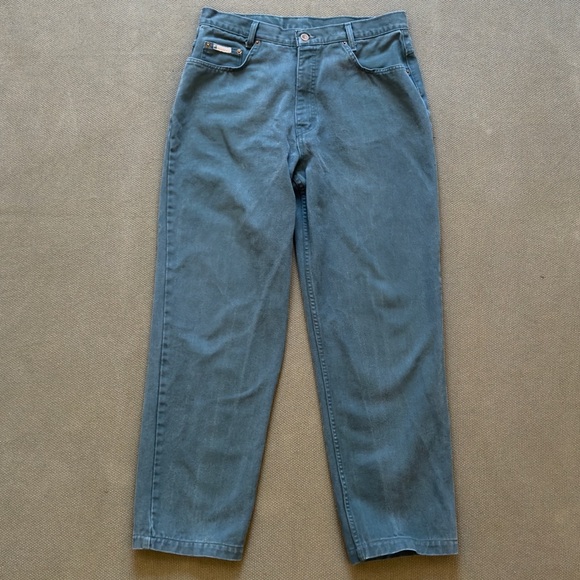 Vintage 90s Lakewoods Bay Green Denim Pants - Picture 1 of 15
